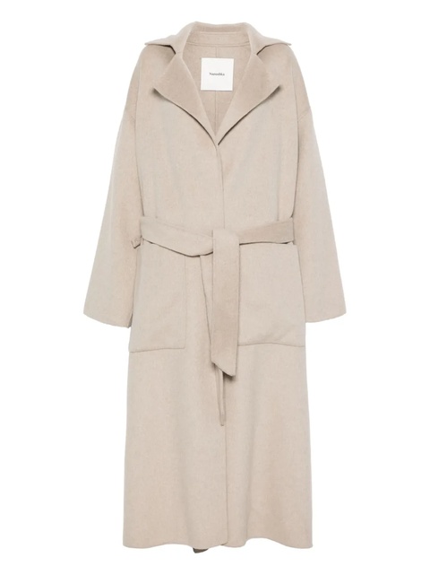 Nanushka wool-silk belted coat - Neutrals - zdjęcie produktu nr 1