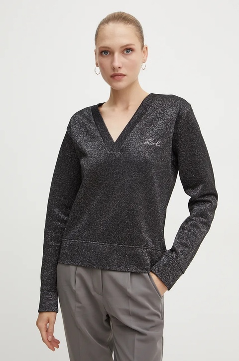 Karl Lagerfeld bluza damska kolor czarny wzorzysta 246W1805 - zdjęcie produktu nr 1