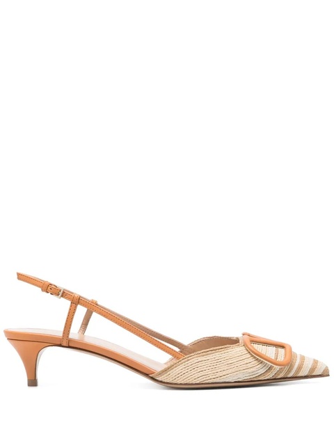Valentino Garavani 45mm VLogo Signature slingback pumps - Neutrals - zdjęcie produktu nr 1