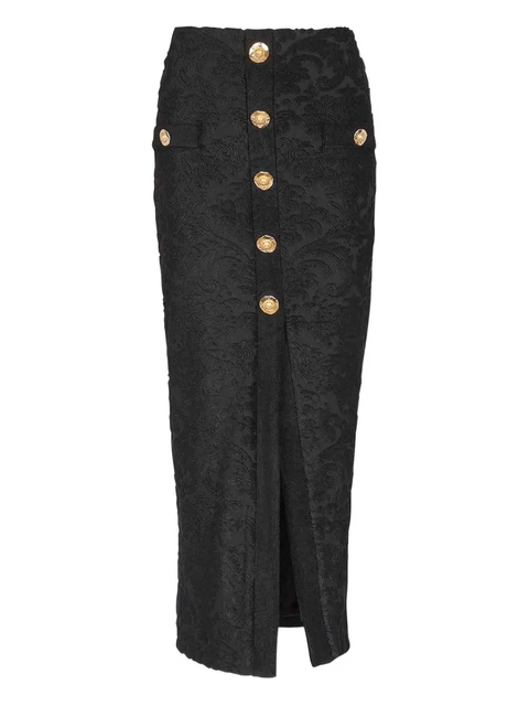 Balmain button-embellished damask skirt - Black - zdjęcie produktu nr 1