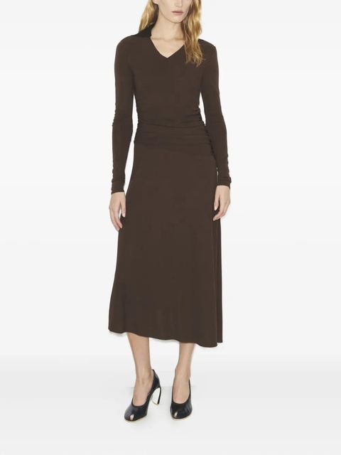 Tory Burch ruched asymmetric midi dress - Brown - zdjęcie produktu nr 2