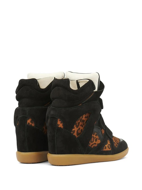 ISABEL MARANT Bekett leopard-print panelled wedge sneakers - Brown - zdjęcie produktu nr 2
