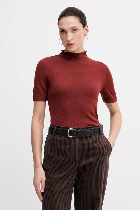 Sisley sweter z dodatkiem wełny kolor czarny z półgolfem 11BAM105P - zdjęcie produktu nr 1