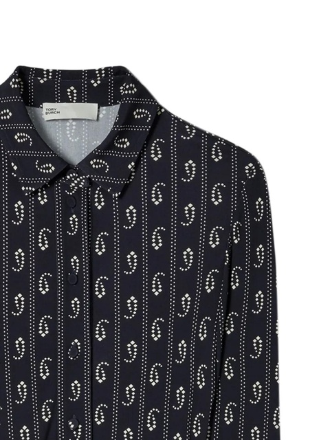 Tory Burch paisley-print belted shirtdress - Blue - zdjęcie produktu nr 2