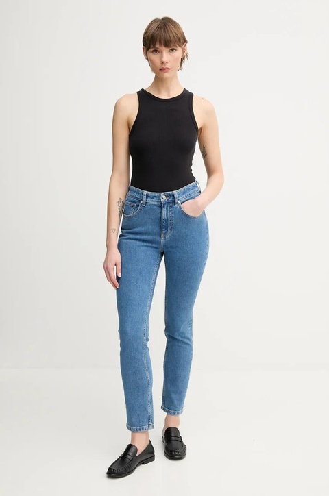 Sisley jeansy damskie kolor niebieski 4MCPLE046 - zdjęcie produktu nr 2
