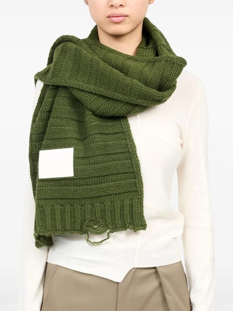 MM6 Maison Margiela logo-print knitted scarf - Green - zdjęcie produktu nr 1