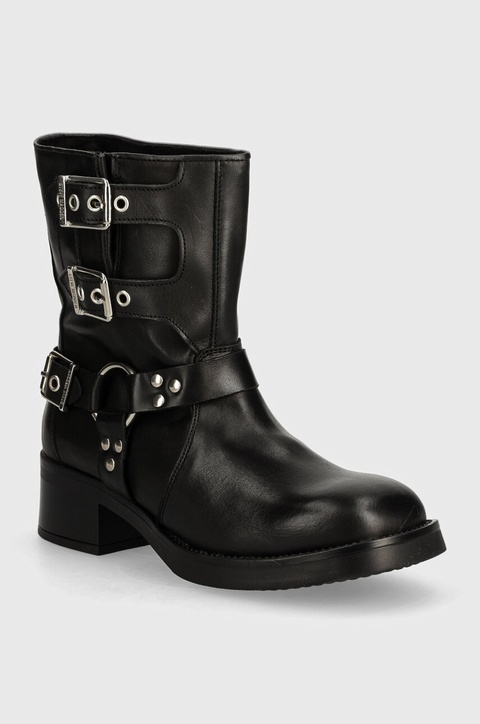 Steve Madden botki skórzane Becase damskie kolor czarny na płaskim obcasie SM11003095 - zdjęcie produktu nr 1
