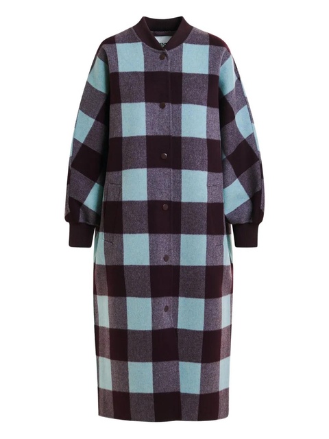 Essentiel Antwerp check-pattern ribbed-cuff coat - Purple - zdjęcie produktu nr 1