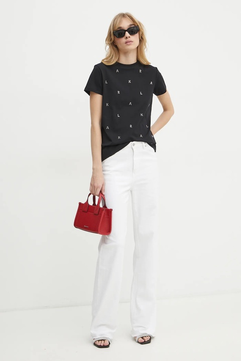 Karl Lagerfeld t-shirt bawełniany damski kolor czarny A1W17078 - zdjęcie produktu nr 1