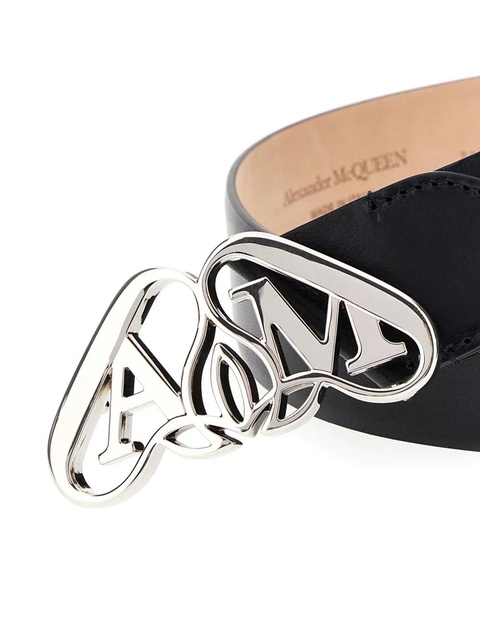 Alexander McQueen Seal-buckle leather belt - Black - zdjęcie produktu nr 2