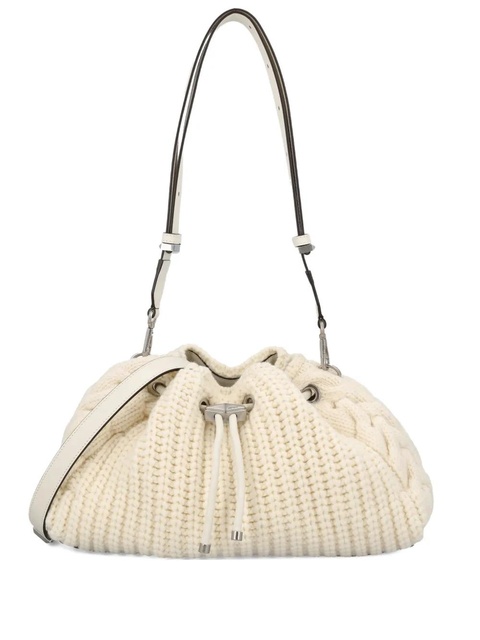 Jimmy Choo cable-knit drawstring shoulder bag - Neutrals - zdjęcie produktu nr 1