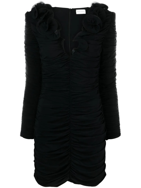 Magda Butrym Flower decolte long-sleeve minidress - Black - zdjęcie produktu nr 1