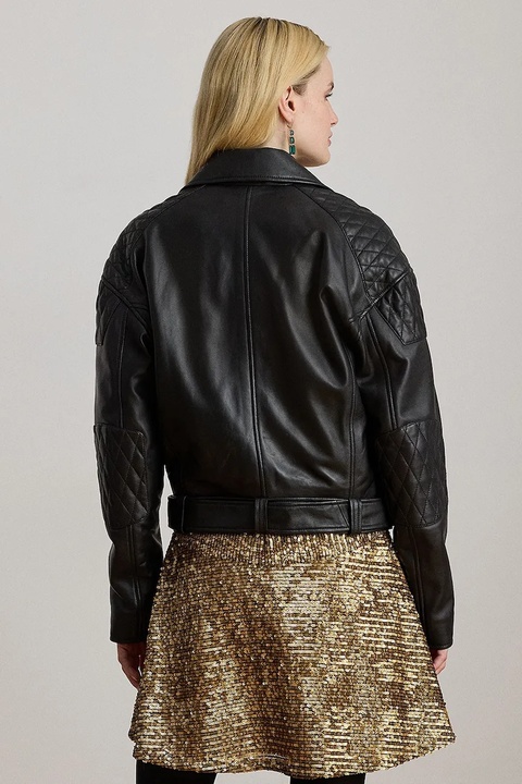 Lauren Ralph Lauren kurtka skórzana kolor czarny przejściowa 200P01414 - zdjęcie produktu nr 1