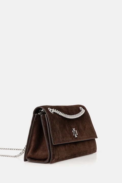 Tory Burch torebka skórzana Kira Turnlock Suede kolor brązowy 169176.200 - zdjęcie produktu nr 2