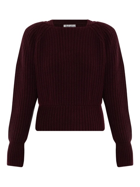 Victoria Beckham ribbed-knit puff-shoulder sweater - Red - zdjęcie produktu nr 1