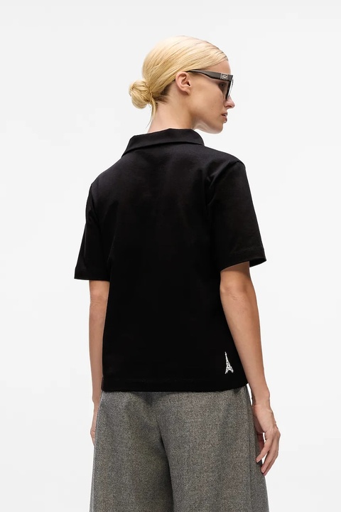 Karl Lagerfeld polo bawełniane damski kolor czarny A4W17088 - zdjęcie produktu nr 2
