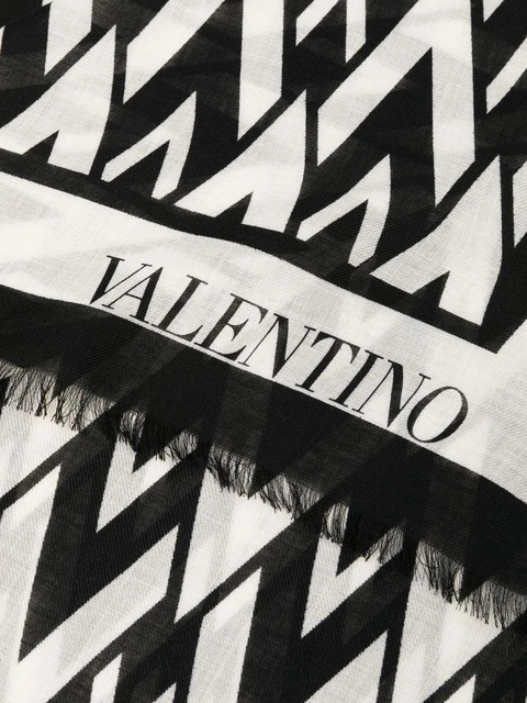 Valentino Garavani logo-jacquard cashmere scarf - Black - zdjęcie produktu nr 1