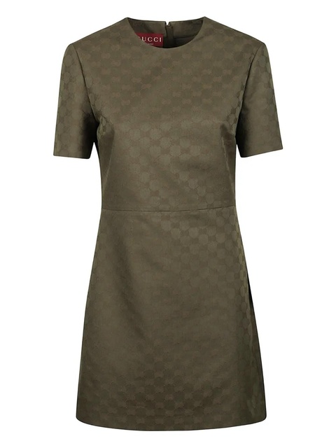 Gucci short-sleeve GG-pattern mini dress - Green - zdjęcie produktu nr 1