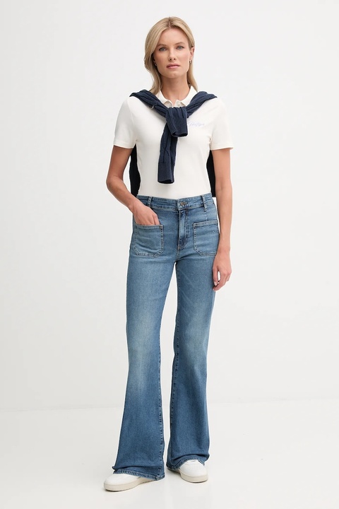 Tommy Hilfiger polo damski kolor beżowy WW0WW47312 - zdjęcie produktu nr 2