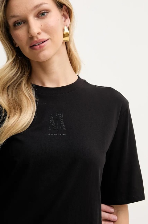 Armani Exchange sukienka bawełniana kolor czarny mini prosta XW000825 AF10356 - zdjęcie produktu nr 2