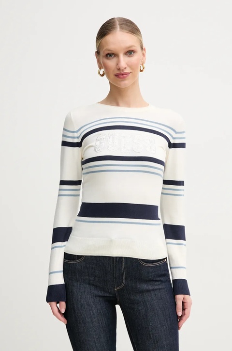 Guess sweter PARIS damski kolor beżowy lekki W5GR18 Z2NQ2 - zdjęcie produktu nr 1