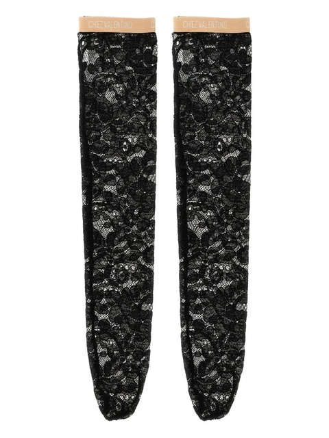 Valentino Garavani Rebordè lace logo-detail socks - Black - zdjęcie produktu nr 1