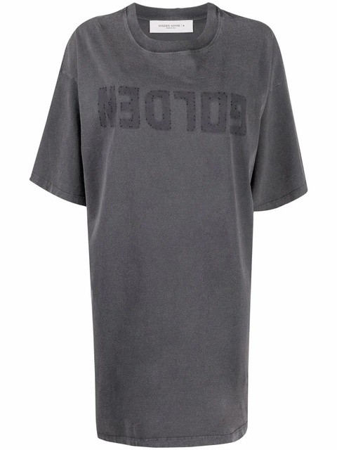 Golden Goose logo-print short-sleeved T-shirt dress - Grey - zdjęcie produktu nr 1