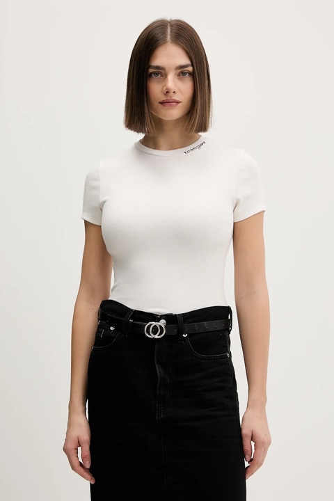 Tommy Jeans t-shirt damski kolor beżowy DW0DW22079 - zdjęcie produktu nr 1