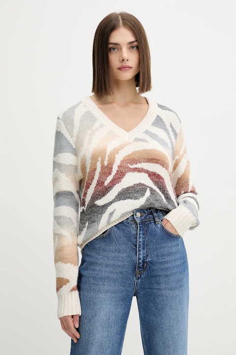 Desigual sweter WASILLA damski kolor beżowy ciepły 25WWJF21 - zdjęcie produktu nr 1