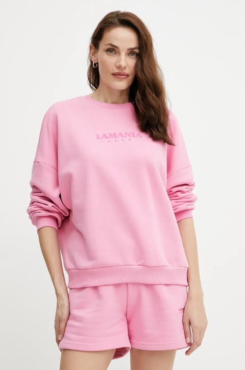 La Mania bluza damska kolor różowy z aplikacją LOVELY - zdjęcie produktu nr 1