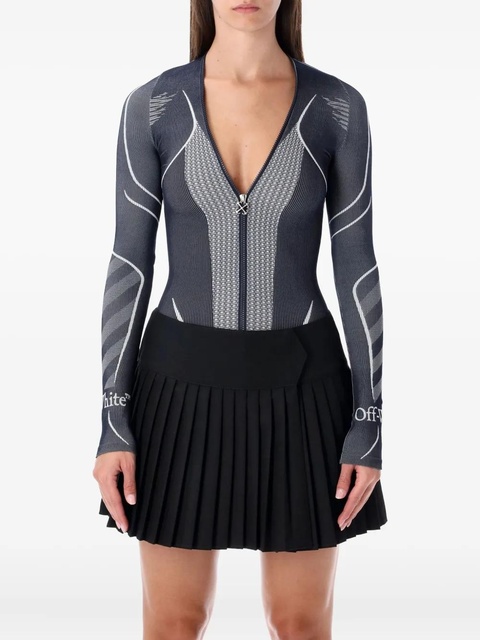 Off-White Diag seamless zip long-sleeve bodysuit - Grey - zdjęcie produktu nr 1