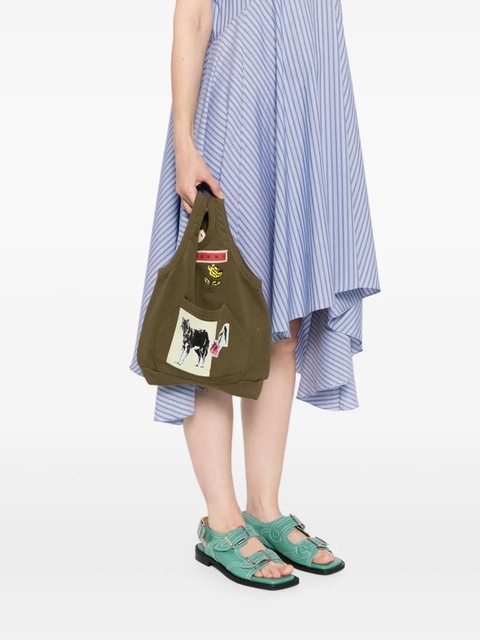 Marni graphic-print tote bag - Green - zdjęcie produktu nr 2