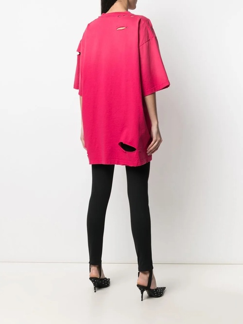 Balenciaga ripped oversize logo T-shirt - Pink - zdjęcie produktu nr 2