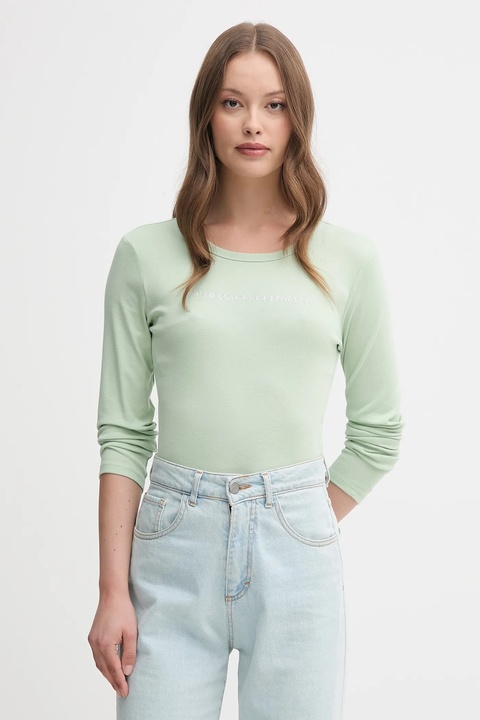 United Colors of Benetton longsleeve bawełniany kolor zielony 3GA2E16G0 - zdjęcie produktu nr 1