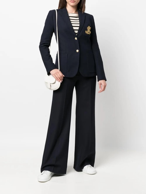 Lauren Ralph Lauren embroidered-logo single-breasted blazer - Blue - zdjęcie produktu nr 2