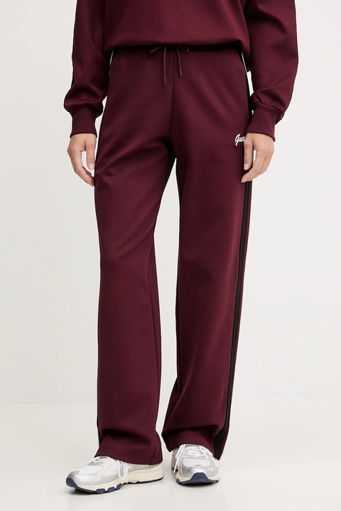 Guess spodnie dresowe FABIA damskie kolor bordowy z aplikacją V5BB24 KCX22 - zdjęcie produktu nr 1