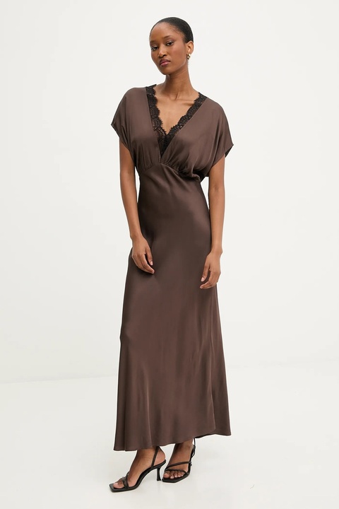 Answear.LAB sukienka kolor brązowy maxi rozkloszowana - zdjęcie produktu nr 2