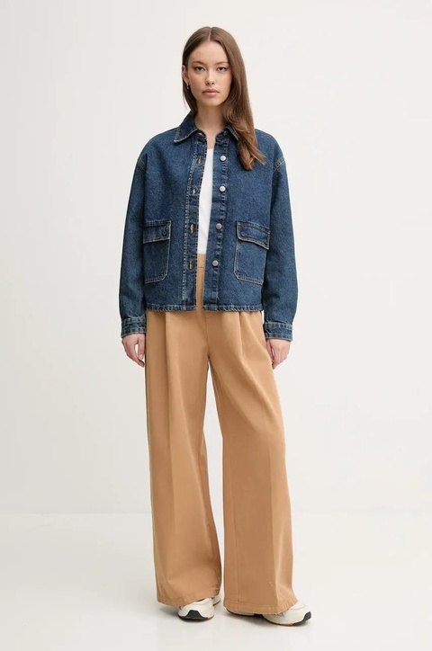 United Colors of Benetton kurtka jeansowa bawełniana kolor niebieski przejściowa 296XDN07R - zdjęcie produktu nr 2