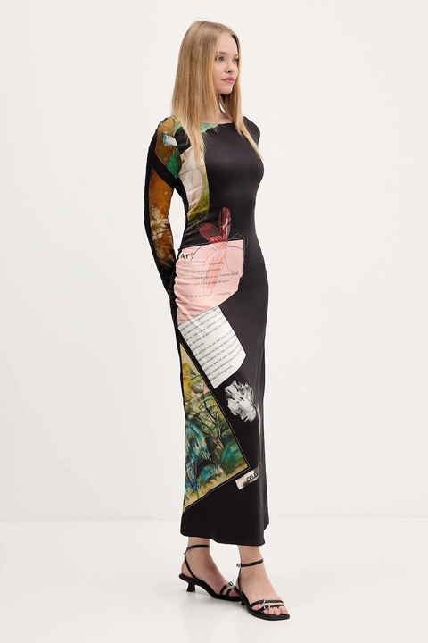 Desigual sukienka PATCH FIONA kolor czarny maxi rozkloszowana 25WWVW08 - zdjęcie produktu nr 1