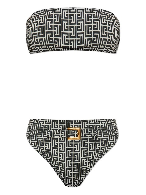 Balmain geometric-print belted bikini - Black - zdjęcie produktu nr 1