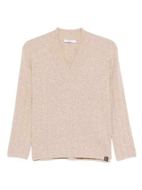 Max Mara Arten ribbed v-neck jumper - Neutrals - zdjęcie produktu nr 1
