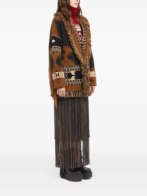Alanui Dreamscape fringe-detailed patterned cardigan - Brown - zdjęcie produktu nr 2