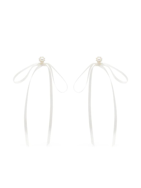 Simone Rocha pearl-embellished ribbon bow earrings - White - zdjęcie produktu nr 1