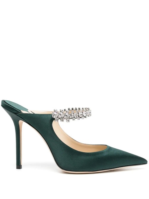 Jimmy Choo Bing 100mm crystal-embellished mules - Green - zdjęcie produktu nr 1
