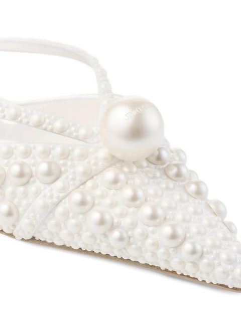 Jimmy Choo 50mm Sana pearl-embellished pointed-toe mules - White - zdjęcie produktu nr 2