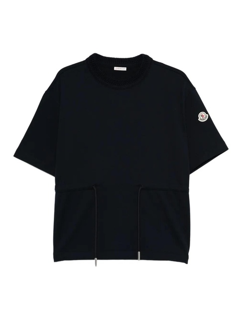 Moncler drawstring-waist T-shirt - Blue - zdjęcie produktu nr 1