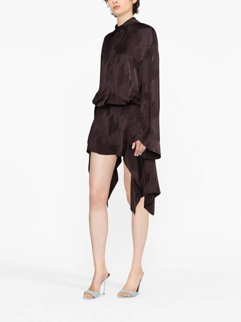 The Attico Mischa logo-jacquard asymmetric shirtdress - Brown - zdjęcie produktu nr 2