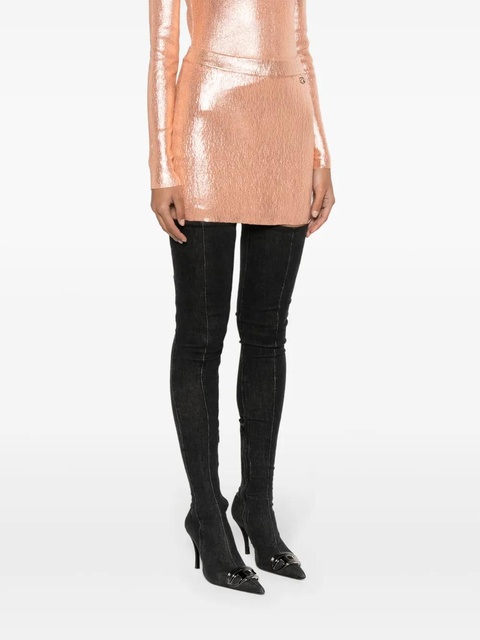 Diesel BR-M-Onerva foiled mini skirt - Orange - zdjęcie produktu nr 2