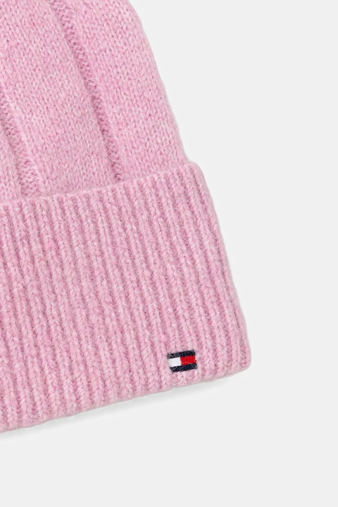 Tommy Hilfiger czapka z dodatkiem wełny kolor różowy AW0AW17779 - zdjęcie produktu nr 2