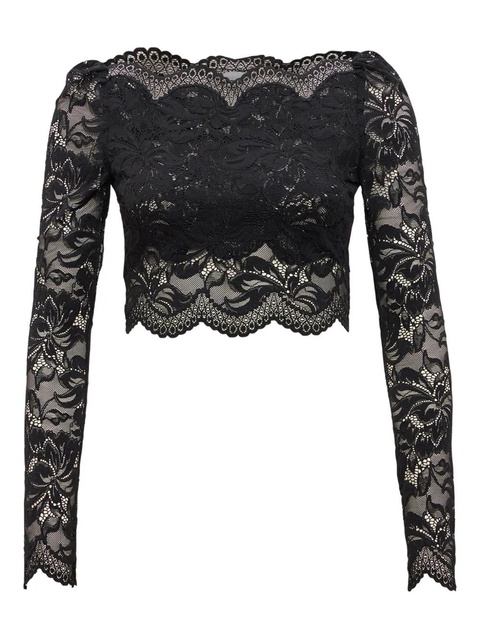 Rabanne floral-lace long-sleeve top - Black - zdjęcie produktu nr 1